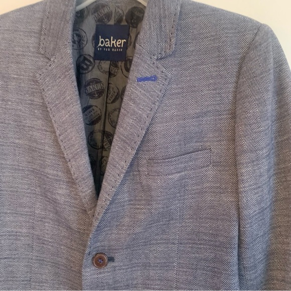 Baker by Ted Baker Anchor Sail Theme Herringbone Blazer Jacket - Picture 2 of 15